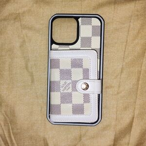 Luxury LV Checkered Phone Case with Card Holder